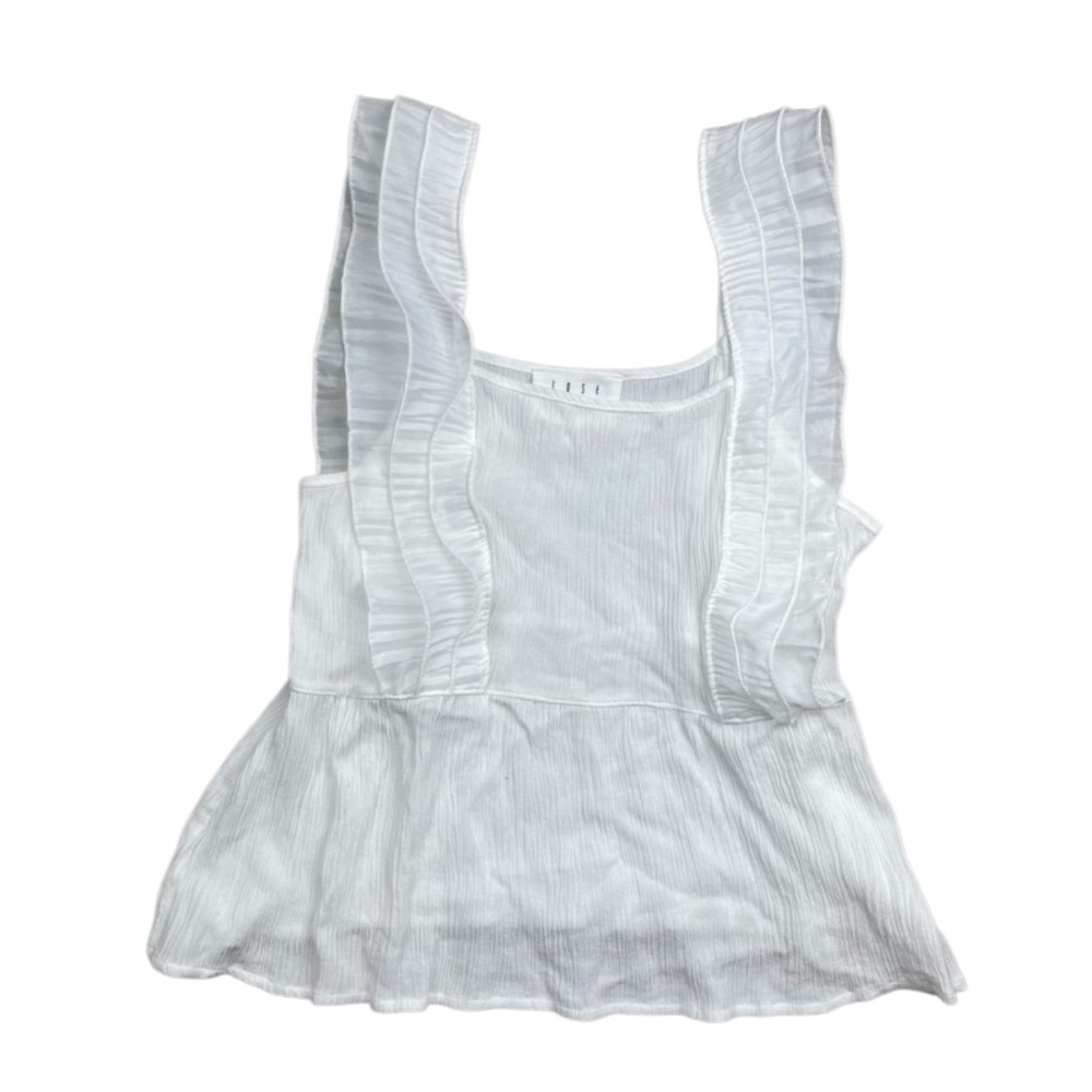 NORDSTROM Lost + Wander White Linen Like Ruffle Tank Top Urban Outfitters USA XS